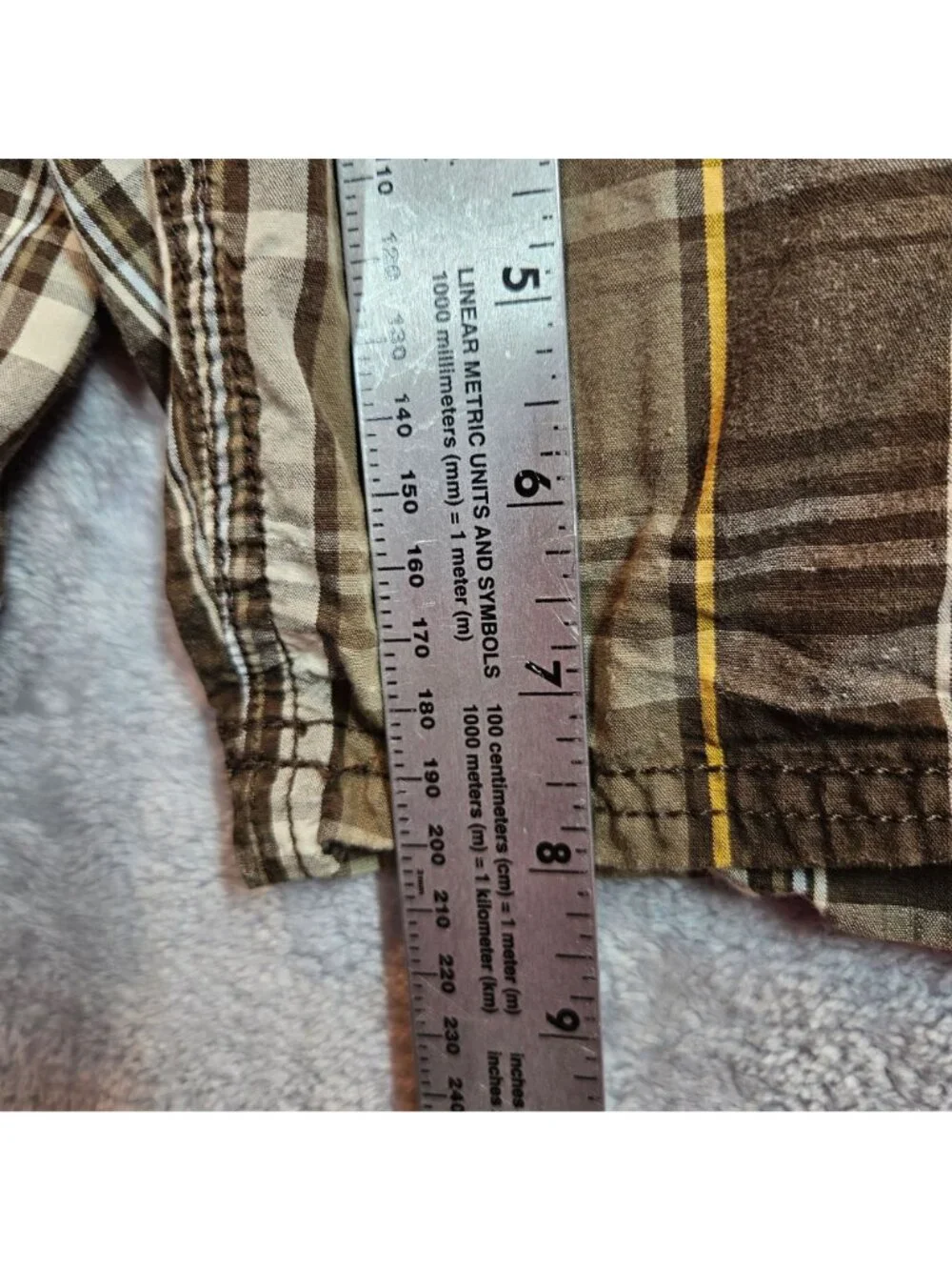Croft & Barrow Plaid Mens 38 Shorts Brown Ivory Cotton Casual hipster vacation